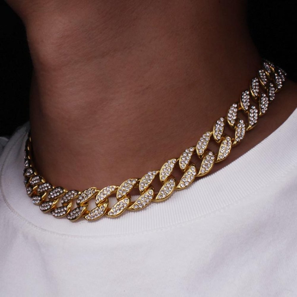 Hip Hop Iced Out Necklace Cuban Link Chain - Picture 2 of 6